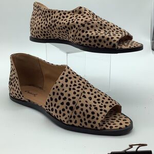 Qupid Leopard Print Open-Toe Flats